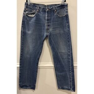 Levi's 501 Original Fit Jeans Mens 40x32 Blue Denim Button Fly Pants